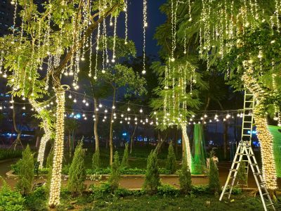 Dịch Vụ Lắp Đ&egrave;n Trang Tr&iacute; C&acirc;y Xanh Tại H&agrave; Nội &ndash; Thi C&ocirc;ng Đẹp, An To&agrave;n, C&oacute; Mặt Nhanh